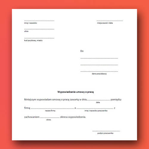 Wypowiedzenie Umowy O Prac Jak Je Napisa Pobierz Wz r Po yczasz pl